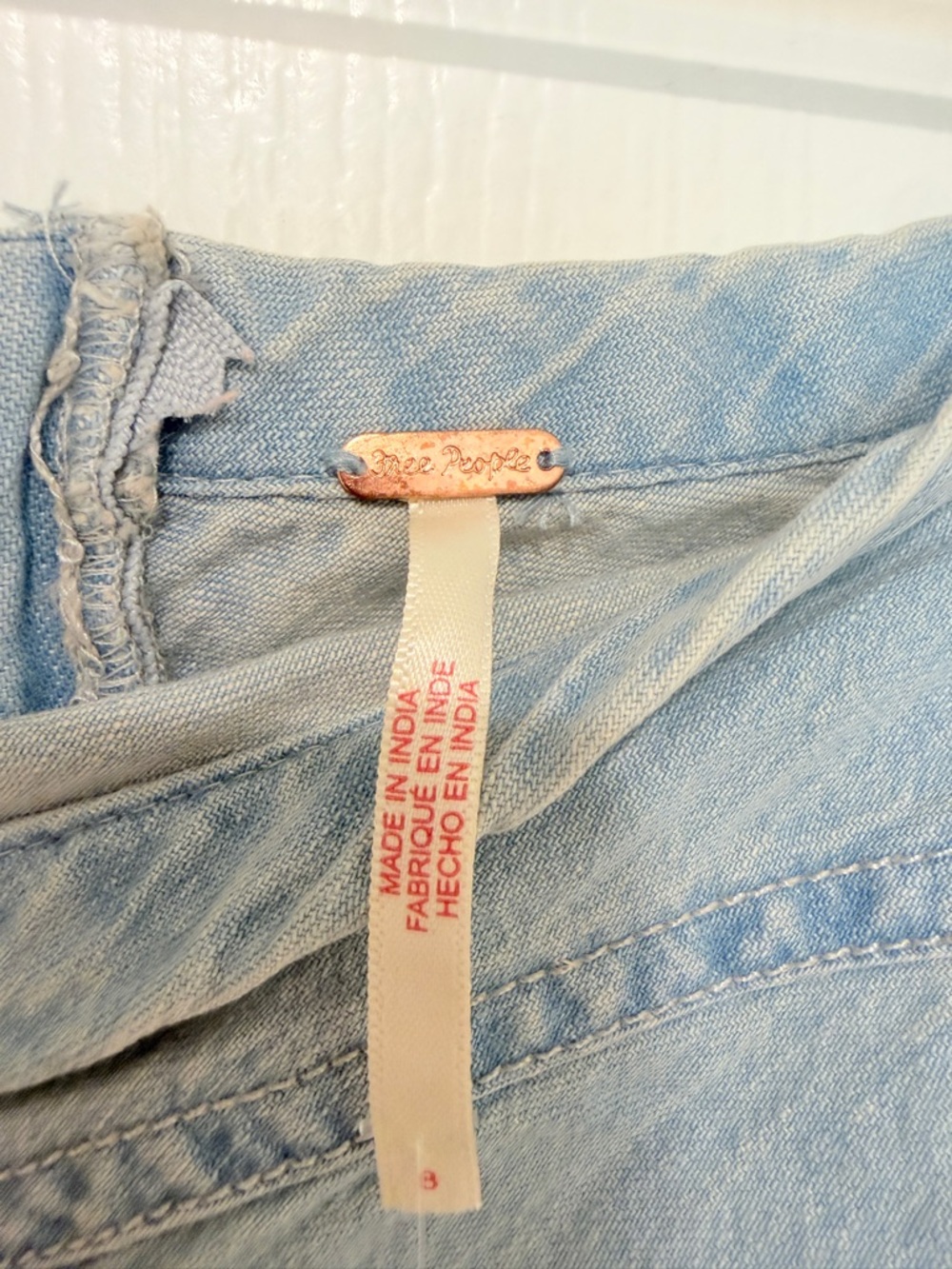 Free People Denim Midi Skirt Size 8 Light Blue Side Slit Panel Stitching NWT - Picture 3 of 5